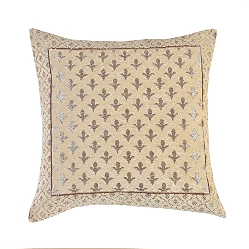 FRESH FROM LOOM 500 Tc Jacquard Soft Velvet Cushion Covers | Hypo-Allergenic | Washable | Non-Fade Diwan Sofa Pillow Covers for Home (Size - 16 X16 Inch, Color - Cream) - Set of 5pc, 240 TC - Image 3
