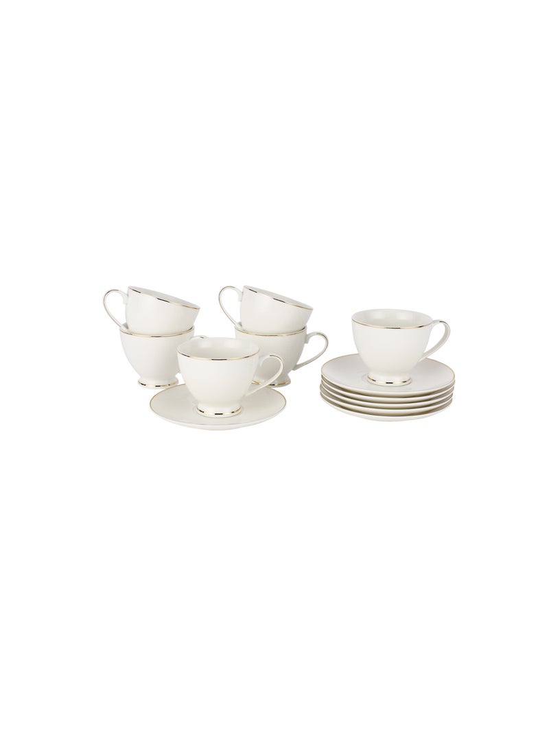 Royalford 12 Piece Bone China Cup and Saucer Set- RF12111/ 6 220 ML Tea Cups and 6 6" Saucers/ Heat-Resistant, Scratch-Resistant, Perfect for Serving Tea, Coffee Multicolor - Image 2