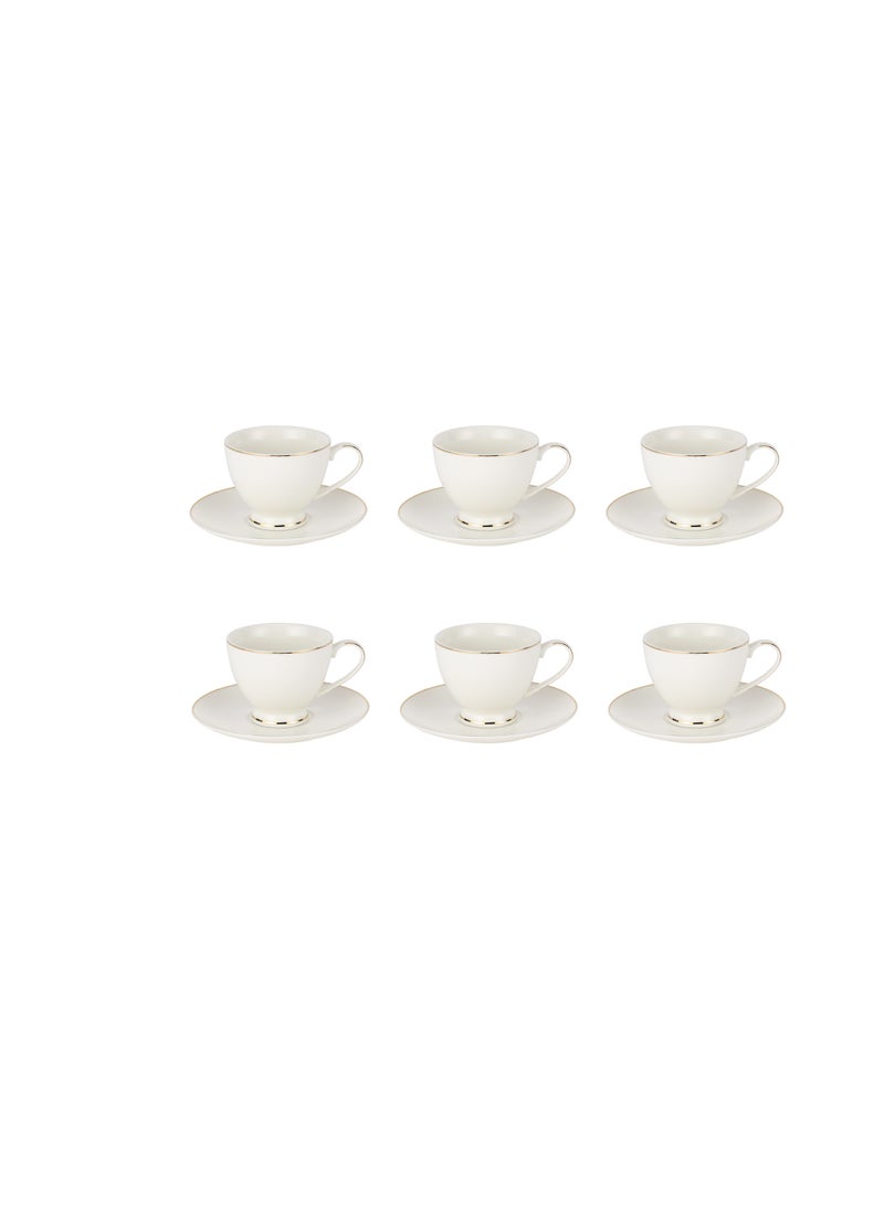Royalford 12 Piece Bone China Cup and Saucer Set- RF12111/ 6 220 ML Tea Cups and 6 6" Saucers/ Heat-Resistant, Scratch-Resistant, Perfect for Serving Tea, Coffee Multicolor - Image 1