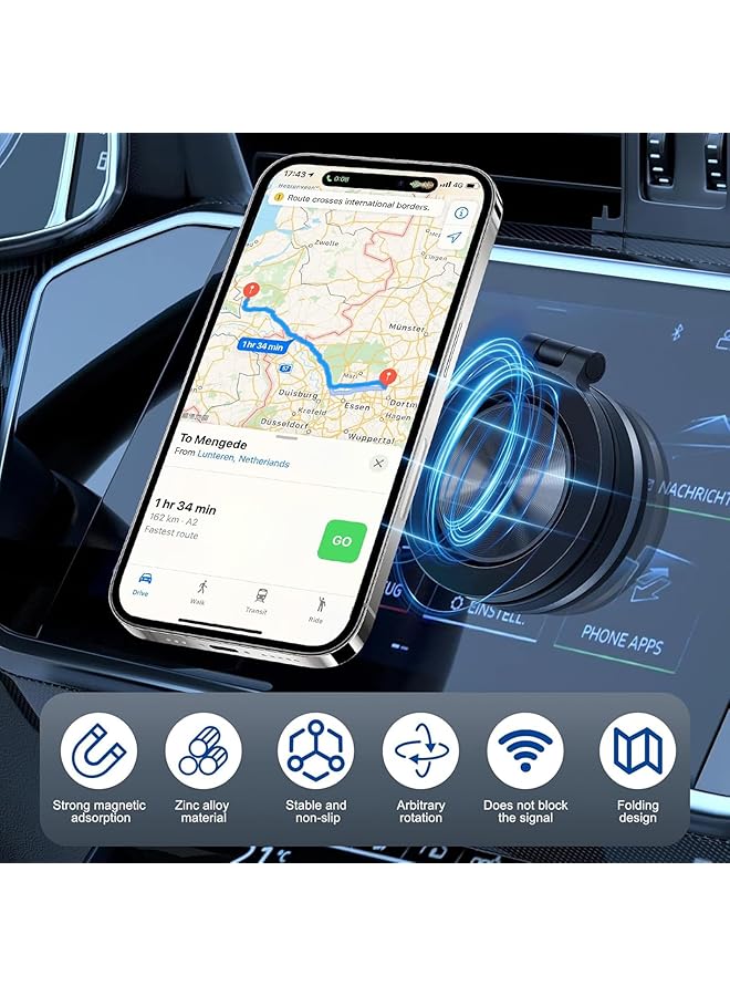 erorex Electric Vacuum Magnetic Car Phone Mount 360° Rotatable Phone Holder Car Phone Holder For All Smartphones Silver - Image 3
