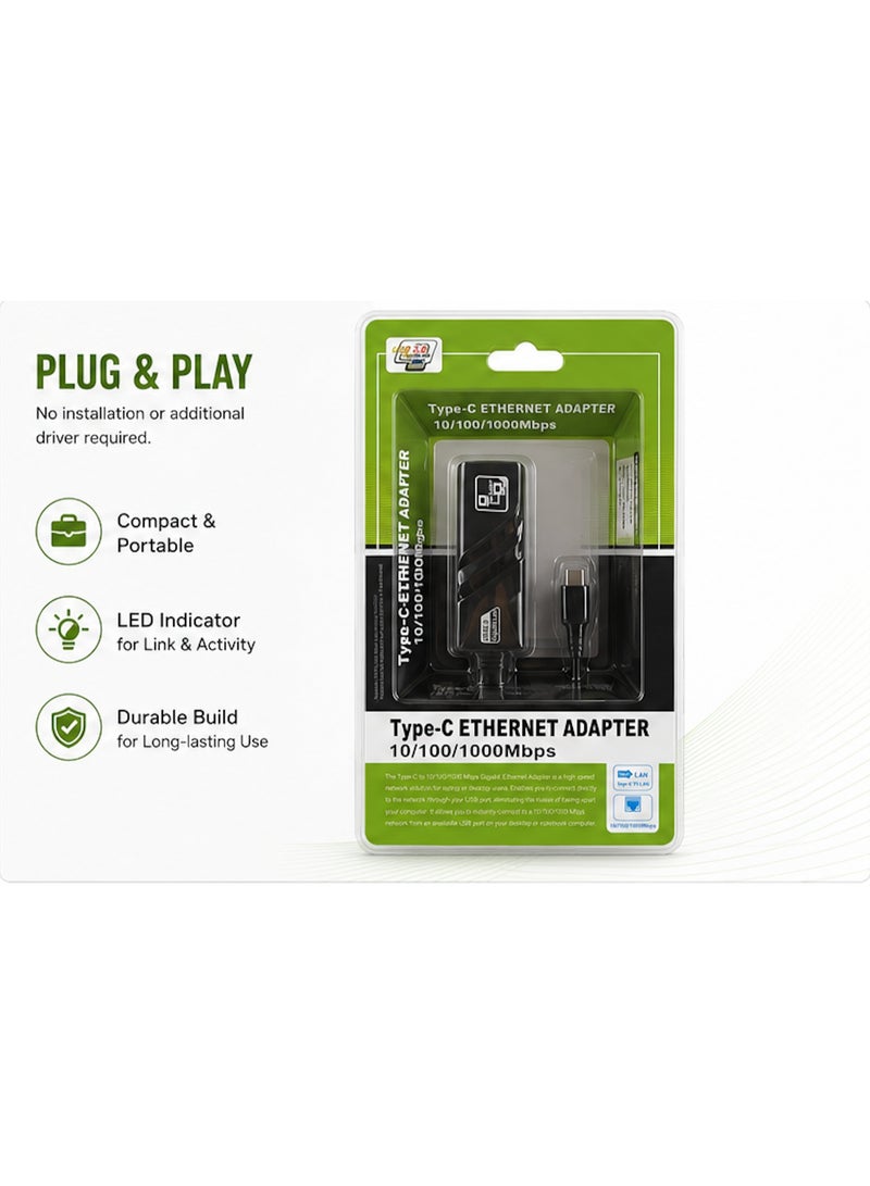 TYPE-C ETHERNET ADAPTER 10/100/1000Mbps, Plug & Play for MacBook, Laptop, PC, Chromebook & More - Image 5