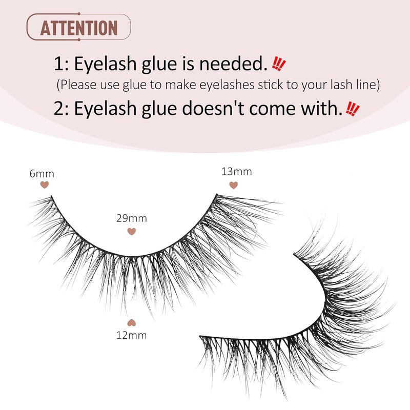 Onlyall Natural Lashes Wispy Lashes Natural Look False Eyelashes Natural Flared Eyelashes False Eye Lashes Soft Fluffy Lashes 7 Pairs D1 Natural (6-13MM) - Image 2