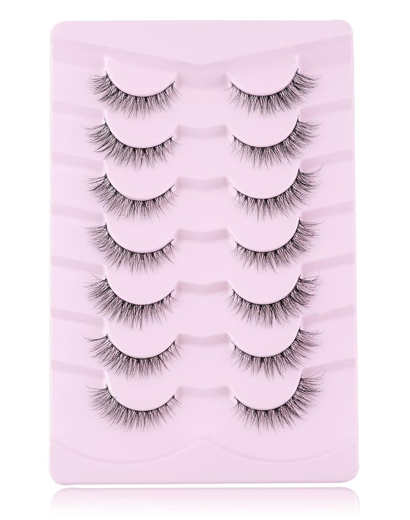 Onlyall Natural Lashes Wispy Lashes Natural Look False Eyelashes Natural Flared Eyelashes False Eye Lashes Soft Fluffy Lashes 7 Pairs D1 Natural (6-13MM) - Image 5