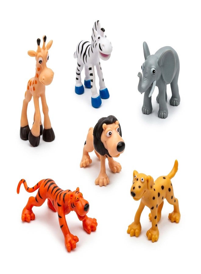 VERAT Animals Set of 6 Animals Figure Mini Animal Toy Set for Kids – Wild Jungle Animal Figures (Lion, Tiger, Elephant, Giraffe, Zebra, Leopard) Educational Learning Toys for Boys & Girls Jungle Toys - Image 1