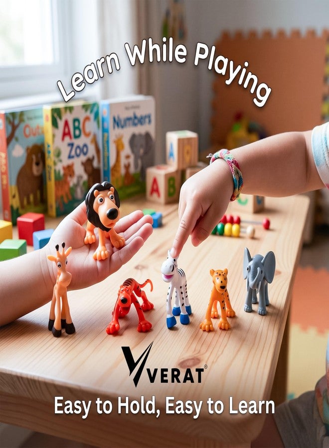 VERAT Animals Set of 6 Animals Figure Mini Animal Toy Set for Kids – Wild Jungle Animal Figures (Lion, Tiger, Elephant, Giraffe, Zebra, Leopard) Educational Learning Toys for Boys & Girls Jungle Toys - Image 4