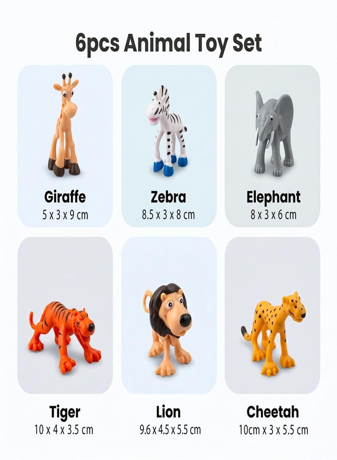 VERAT Animals Set of 6 Animals Figure Mini Animal Toy Set for Kids – Wild Jungle Animal Figures (Lion, Tiger, Elephant, Giraffe, Zebra, Leopard) Educational Learning Toys for Boys & Girls Jungle Toys - Image 2