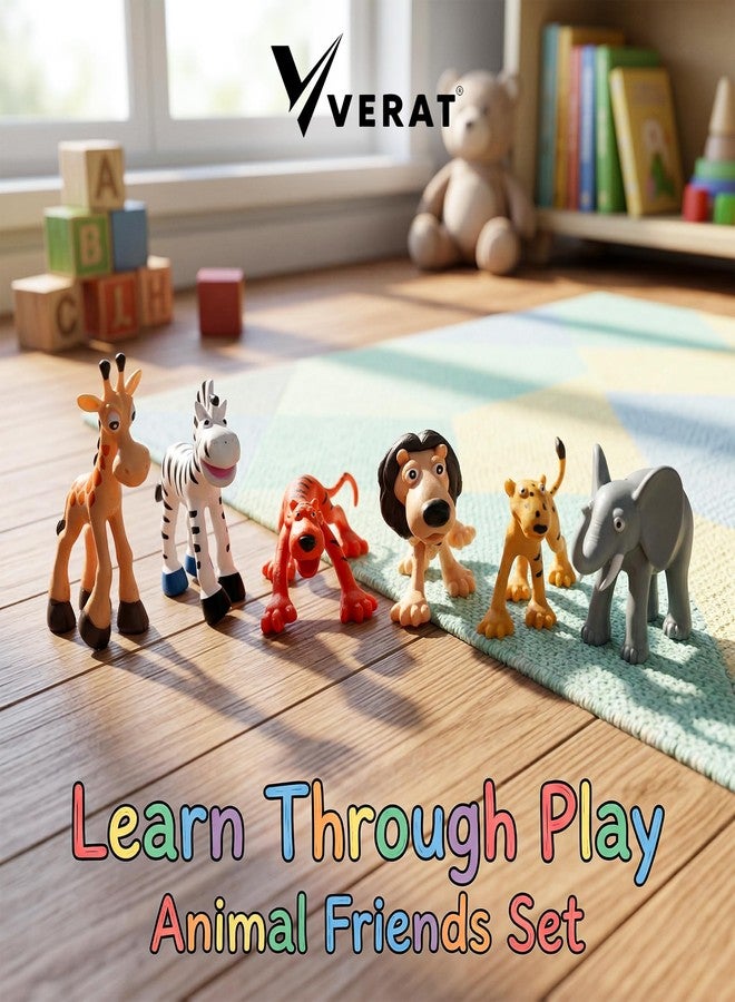 VERAT Animals Set of 6 Animals Figure Mini Animal Toy Set for Kids – Wild Jungle Animal Figures (Lion, Tiger, Elephant, Giraffe, Zebra, Leopard) Educational Learning Toys for Boys & Girls Jungle Toys - Image 5