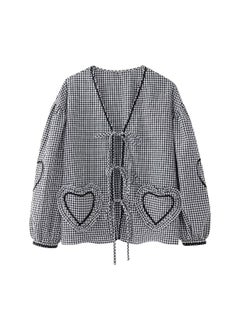 2024 Spring Summer New Womens V-Neck Casual Plaid Heart Weave Sleeveless Shirt European And American Style Wholesale Independen Love Hagrid Long Sleeve Shirt