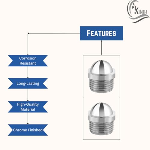 KINIK Chrome Plated Brass Plug 1/2 Inch Male Thread | Heavy-Duty Pipe End Cap with Round Head | CP Brass Plug for Plumbing & Water Line Closure - Image 4