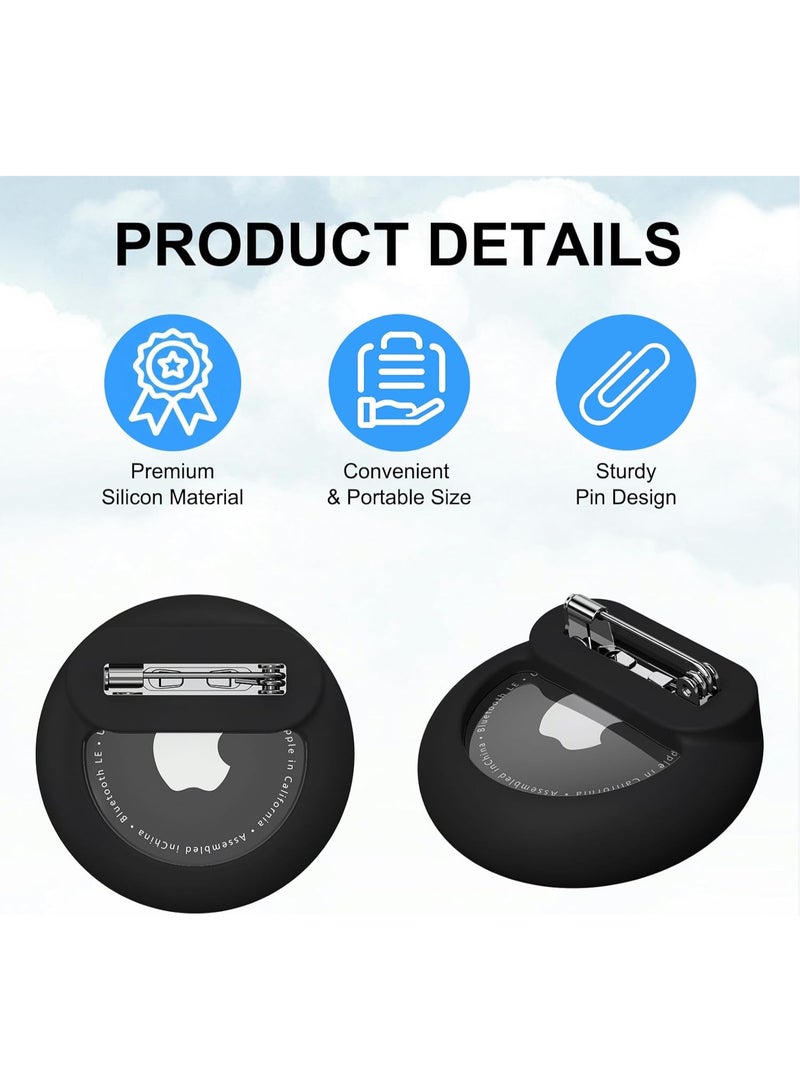 ecosystem Airtag Holder for Kids, AirTag Hidden Silicone Case Cover with Safety Pins,Anti Lost, for Children, Elderly, Clothing,Luggage (Black) - Image 3