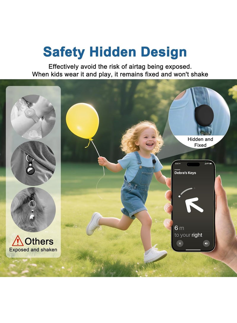 ecosystem Airtag Holder for Kids, AirTag Hidden Silicone Case Cover with Safety Pins,Anti Lost, for Children, Elderly, Clothing,Luggage (Black) - Image 5