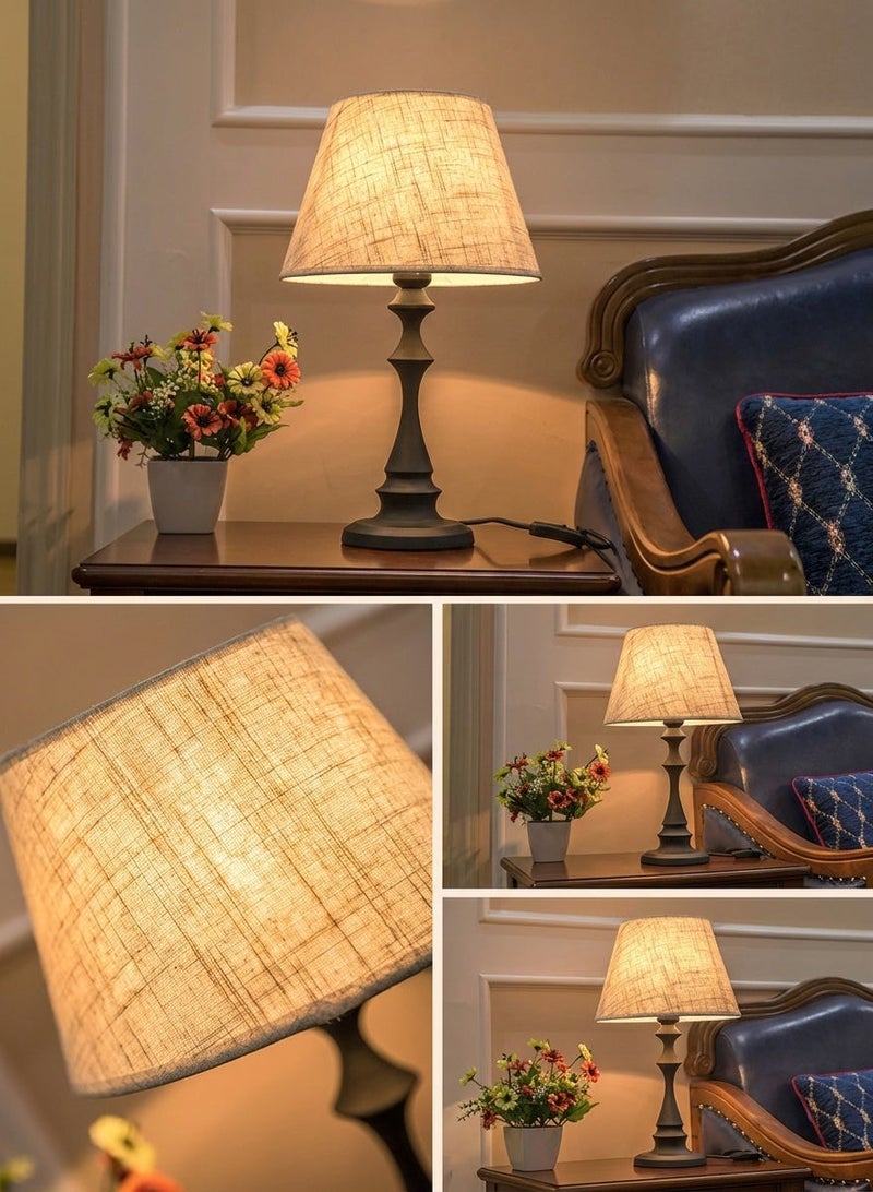 Vintage Iron Table Lamp with Linen Shade Nordic E27 Bedside Night Light Desk Lamp for Bedroom Living Room Decor - Image 5