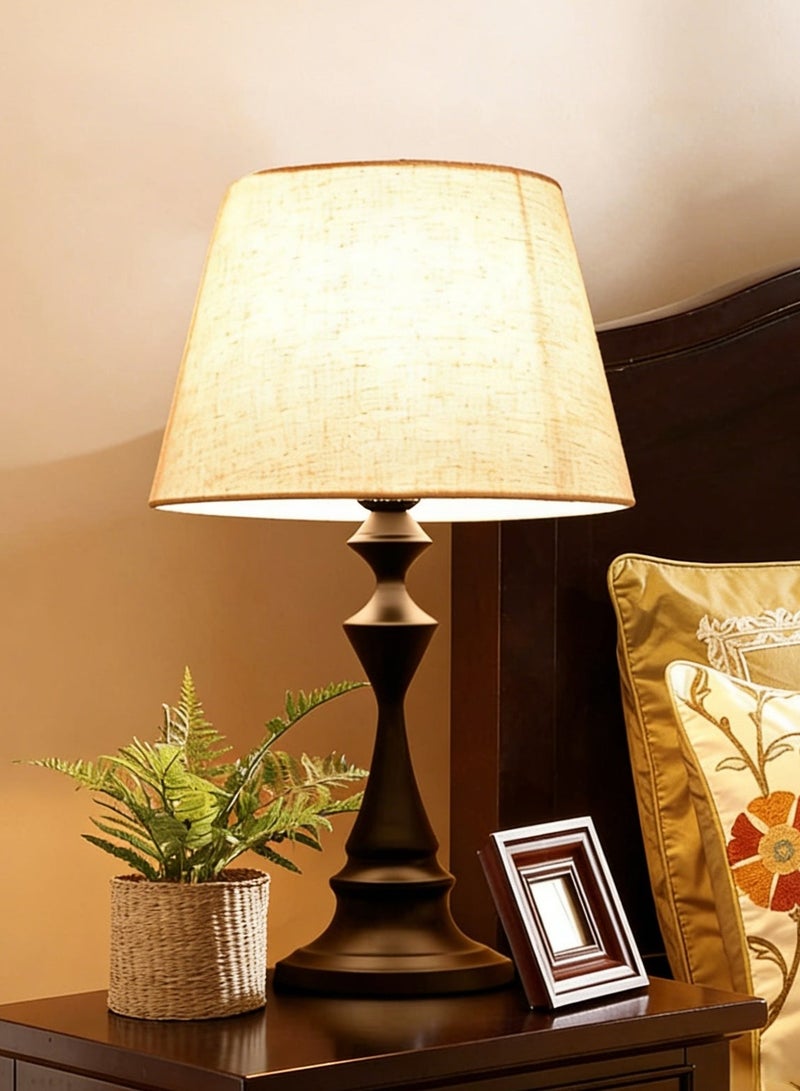 Vintage Iron Table Lamp with Linen Shade Nordic E27 Bedside Night Light Desk Lamp for Bedroom Living Room Decor - Image 1