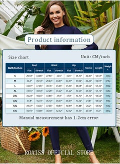 roaiss One-Piece Women's Conservative Swimsuit Set Muslim Ruffled Hem Swimsuit Long-Sleeved Trousers Ladies Beachwear Skirt Surfing Sunscreen Dress Arabic Clothing Dark Blue  - Image 4