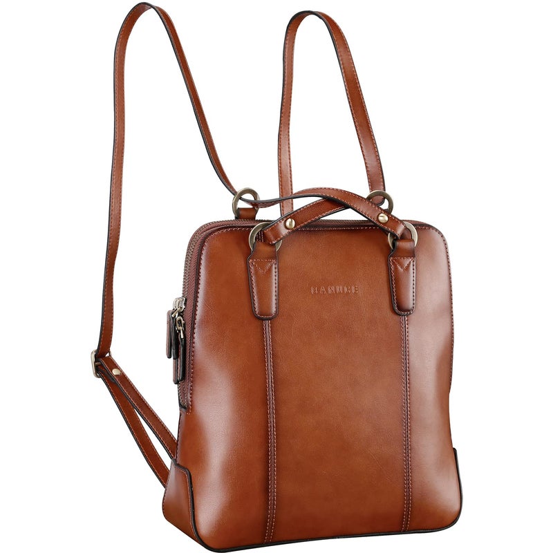 Banuce Leather Backpack Purse for Women Convertible Small Shoulder Bag for 97 inch iPad with Adjustable Strap Light Weight Vintage Stylish Brown