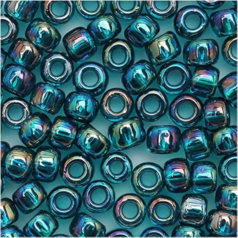 Toho Round Seed Beads 60167BD Transparent Rainbow Teal 8 Gram Tube