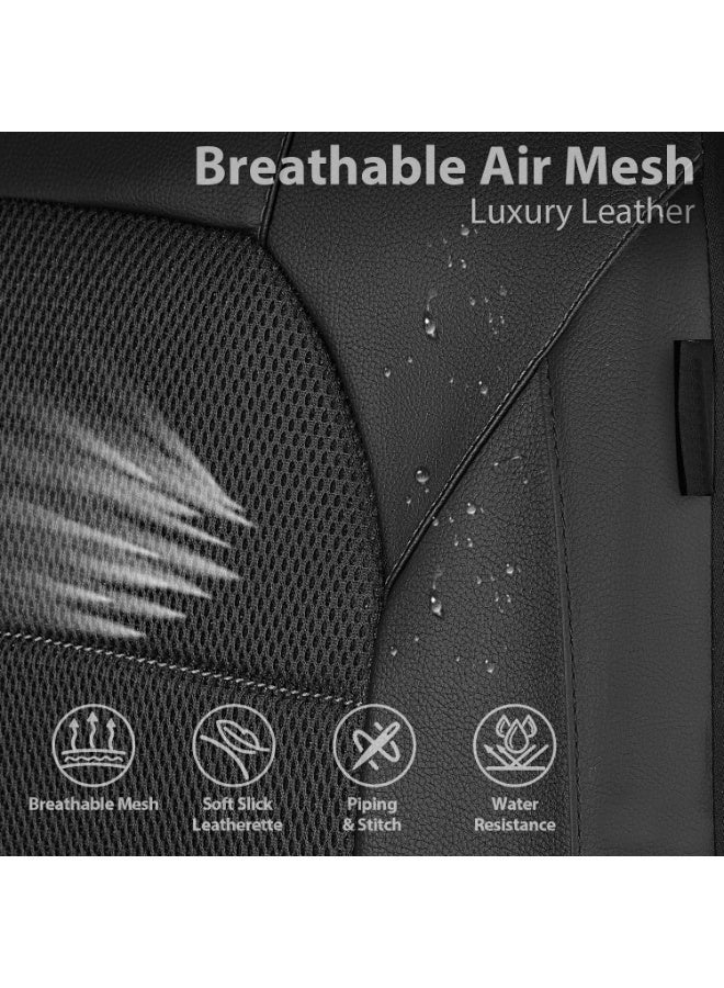 BUANIERT Universal Leather car seat Covers Sport fits Most Cars, SUVs, Trucks, and Vans (Full Set, Black) - Image 3