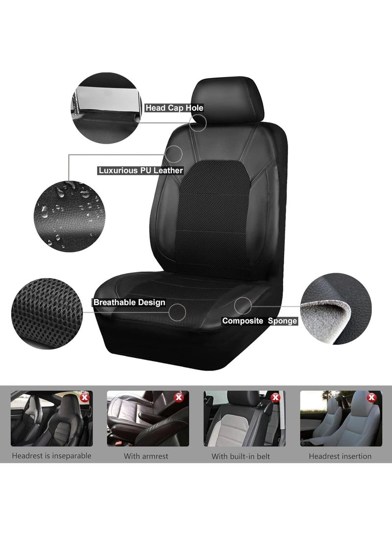 BUANIERT Universal Leather car seat Covers Sport fits Most Cars, SUVs, Trucks, and Vans (Full Set, Black) - Image 5