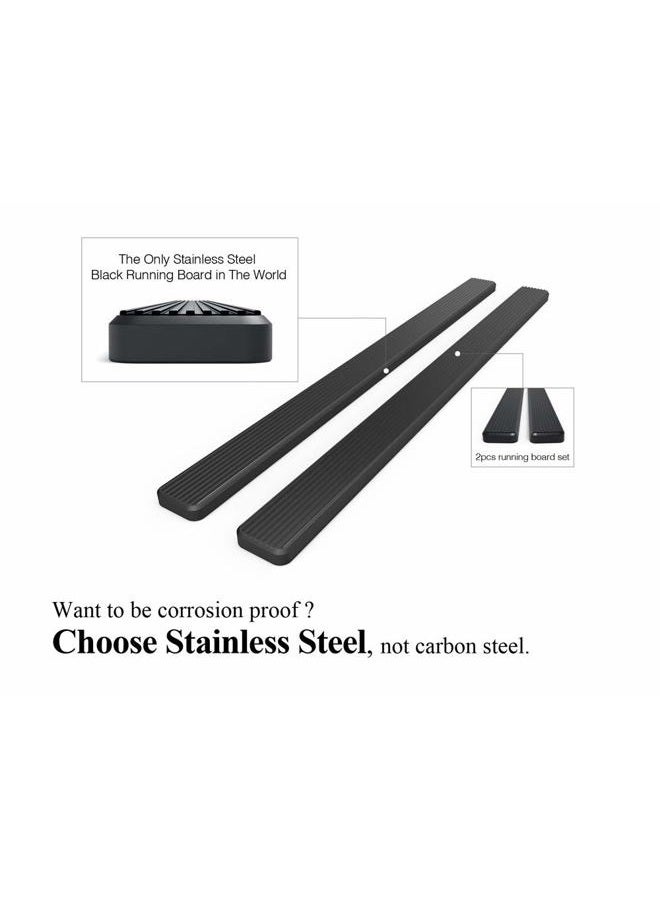 APS 6in Stainless Steel Black Running Boards Compatible with Ford F150 2015-2025 SuperCrew Cab & F150 Lightning 2022-2025 & F-250 F-350 Super Duty 2017-2025 Crew Cab (Nerf Bars Side Steps) - Image 5