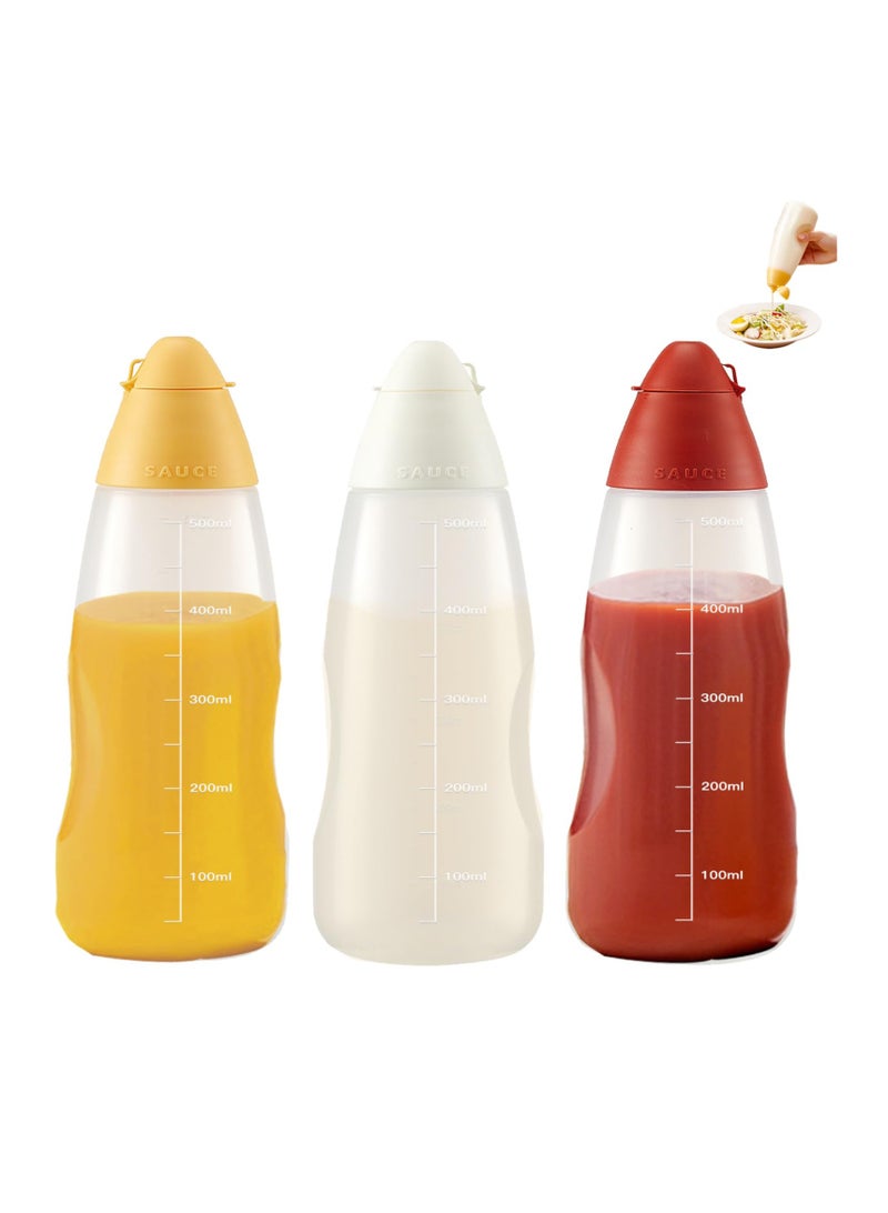 Excefore زجاجات ضغط، مع دوران، زجاجات ضغط بلاستيكية لتوابل، زجاجات ضغط للتوابل، لصوص الفلفل الحار، صوص الشواء، زيت، تتبيلات السلطة، خردل، ومايونيز (3 عبوات، 500 مل) - Image 1