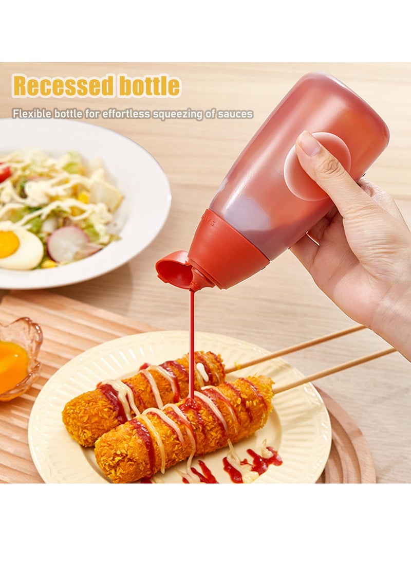 Excefore زجاجات ضغط، مع دوران، زجاجات ضغط بلاستيكية لتوابل، زجاجات ضغط للتوابل، لصوص الفلفل الحار، صوص الشواء، زيت، تتبيلات السلطة، خردل، ومايونيز (3 عبوات، 500 مل) - Image 5