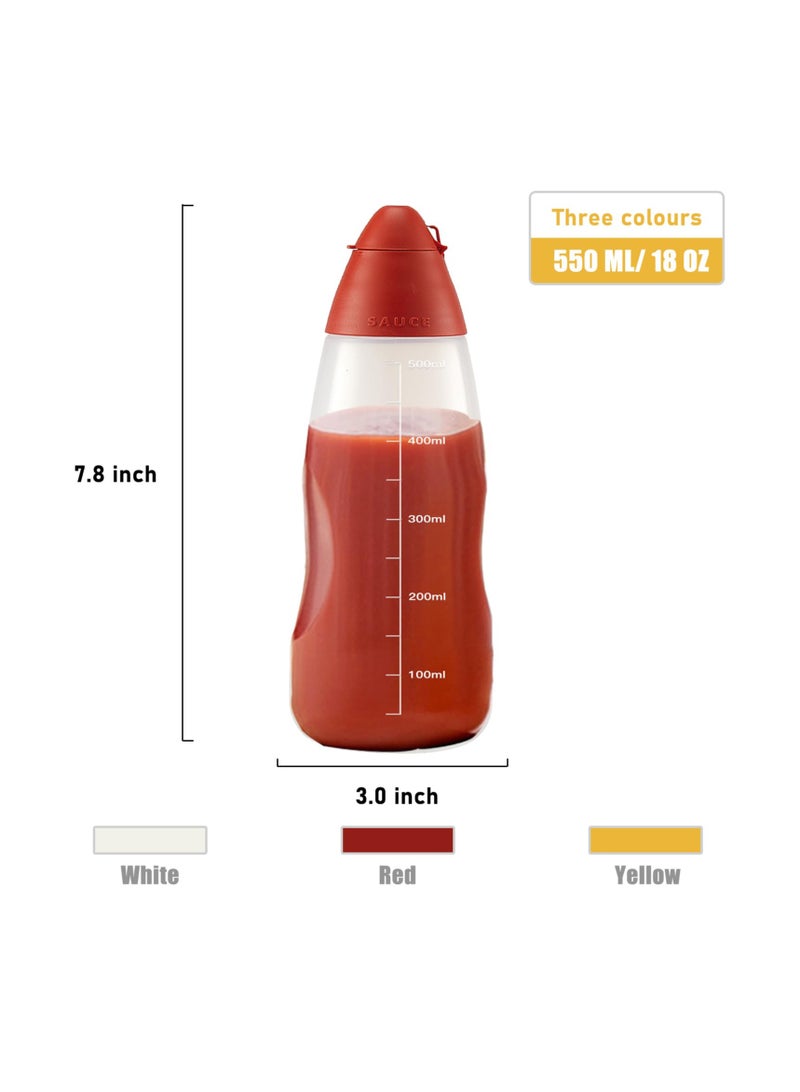 Excefore زجاجات ضغط، مع دوران، زجاجات ضغط بلاستيكية لتوابل، زجاجات ضغط للتوابل، لصوص الفلفل الحار، صوص الشواء، زيت، تتبيلات السلطة، خردل، ومايونيز (3 عبوات، 500 مل) - Image 2