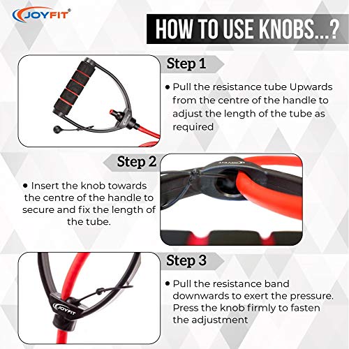 Joyfit Resistance Tube for Strength Training, Crossfit, Pilates with Adjustable Knob, Door Anchor & Workout Chart | Resistance Band for Men and Women [1Pc] (Red) - Image 5