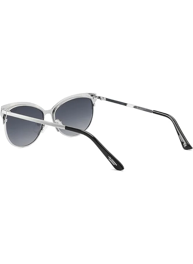 Lee Cooper Polarized Sunglasses Silver Frame Gradient Grey Mirror Lens 52mm  - LC1031C01