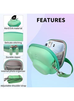 O Ozone Universal Protective Camera Case for Fujifilm Instax Mini 12 11 9 8 SE 7+ 40, Instant Camera Bag Hard EVA Case with Shoulder Strap- Mint Green  - Image 2