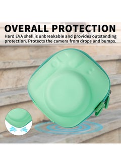 O Ozone Universal Protective Camera Case for Fujifilm Instax Mini 12 11 9 8 SE 7+ 40, Instant Camera Bag Hard EVA Case with Shoulder Strap- Mint Green  - Image 3