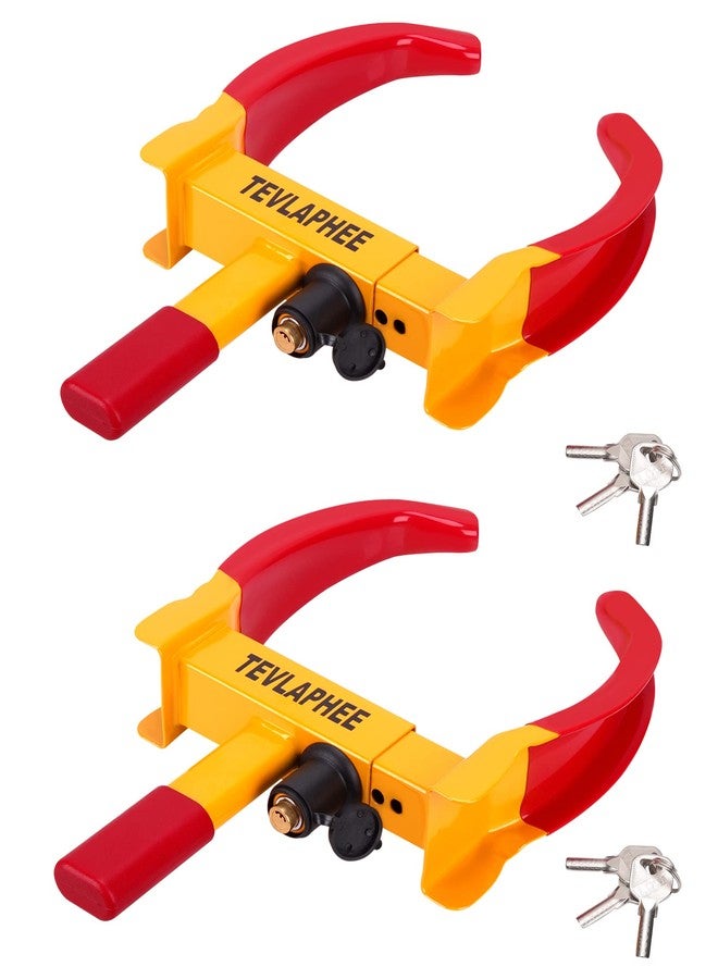 Tevlaphee Wheel Lock Set,Trailer Security Adjustable Tire Lock Anti Theft Trailer Wheel Lock for Trailers Car SUV Boat Motorcycle Golf Cart Great Deterrent 2 Packs 6 Alike Keys - Image 1