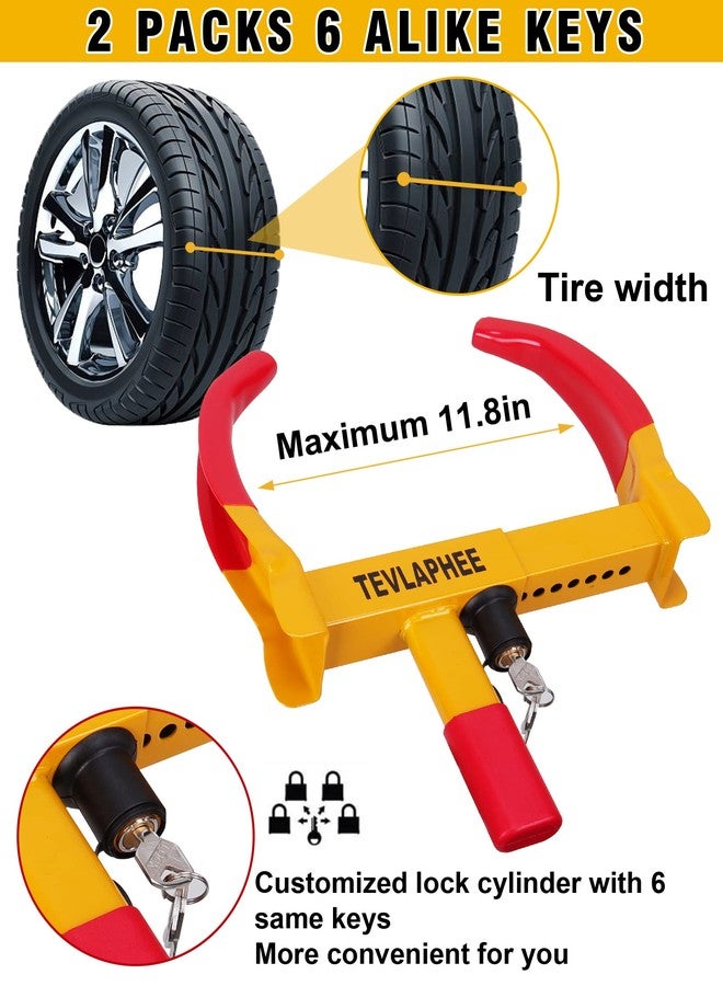Tevlaphee Wheel Lock Set,Trailer Security Adjustable Tire Lock Anti Theft Trailer Wheel Lock for Trailers Car SUV Boat Motorcycle Golf Cart Great Deterrent 2 Packs 6 Alike Keys - Image 3