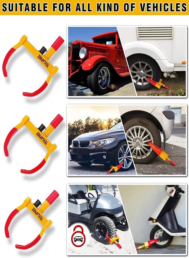 Tevlaphee Wheel Lock Set,Trailer Security Adjustable Tire Lock Anti Theft Trailer Wheel Lock for Trailers Car SUV Boat Motorcycle Golf Cart Great Deterrent 2 Packs 6 Alike Keys - Image 4