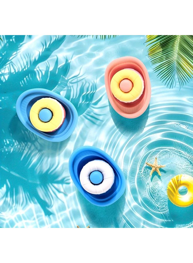 Blue Yellow Beige Stackable Bath Boats Toy Floating Bathtub Toys Circle Toss Game - Image 2