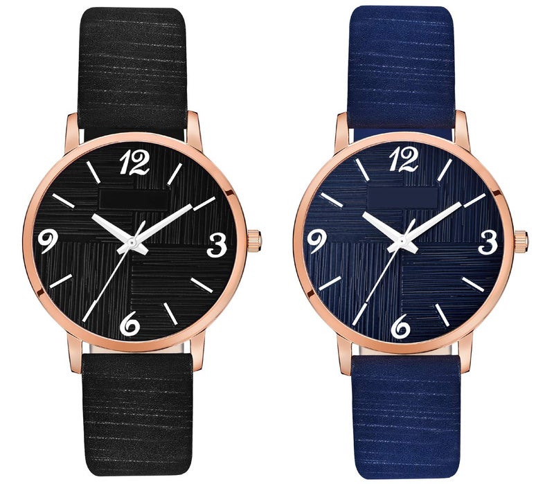 CLOUDWOOD Analog Ladies Wrist Watches Combo Set of Watch for Women Girls (Black & Blue Colored Dial and Strap) -MT319-320 - Image 1