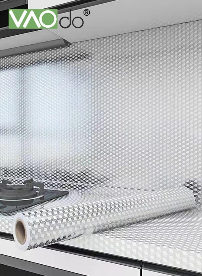 فاو دو ملصق من رقائق الألومنيوم للمطبخ، ورق حائط مقاوم للزيت ومقاوم للماء، ورق ذاتي اللصق قابل للإزالة، ورق حائط من رقائق الألومنيوم قابل للنزع واللصق باللون الفضي - Image 4