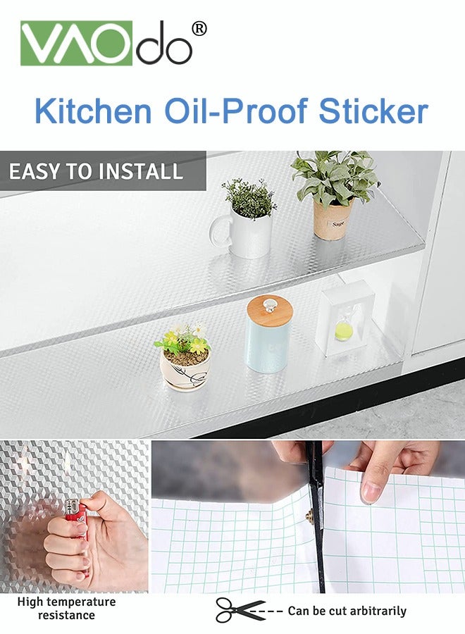 فاو دو ملصق من رقائق الألومنيوم للمطبخ، ورق حائط مقاوم للزيت ومقاوم للماء، ورق ذاتي اللصق قابل للإزالة، ورق حائط من رقائق الألومنيوم قابل للنزع واللصق باللون الفضي - Image 5