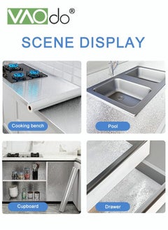 VAOdo Kitchen Backsplash Stickers Wallpaper Kitchen Stickers Self Adhesive Kitchen Aluminum Foil Stickers Oil Proof Waterproof Stove Sticker 60*200CM  - Image 5