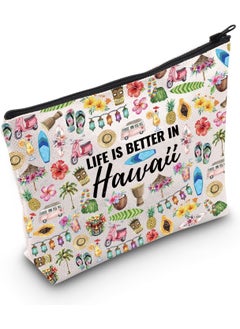 WCGXKO WCGXKO Hawaii Summer Trip Gift Hawaii Vacation Gift Life Is Better In Hawaii Makeup Bag Beach Themed Bachelorette Gift (Better In Hawaii) 