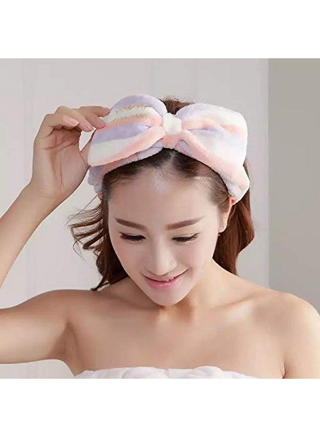 Romantic 2Pcs Facial Makeup Face Wash Velvet Strip Headband Yoga Sports Adjustable Elastic Hair Band for Girls and Women -Random colors (pack of 2) - Image 2