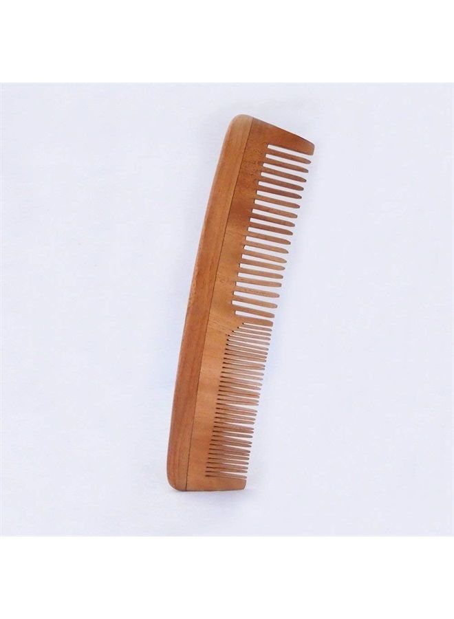 SoulGenie HealthAndYoga(TM) PureTress Handcrafted Neem Wood Comb - Non-Static and Eco-Friendly - Great for Scalp and Hair Health -7 inch Dual Teeth Comb