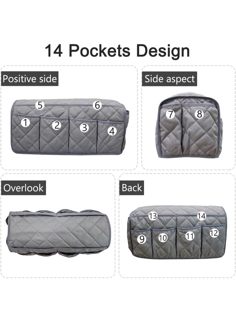Sofa Armrest Organizer Non-Slip Arm Chair Bedside Caddy Storage Organizer for Recliner Couch with 14 Pockets for Cell Phone TV Remote Control Magazines - Image 3