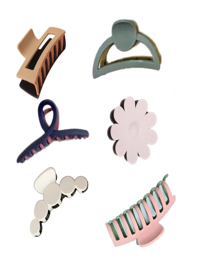 Cart Log clutcher for women hair- clutchers for hair women- clutcher for women hair fancy- clutchers for hair women combo- clutcher pack- clutcher set of 6 (random colours) Multicolour - Image 1