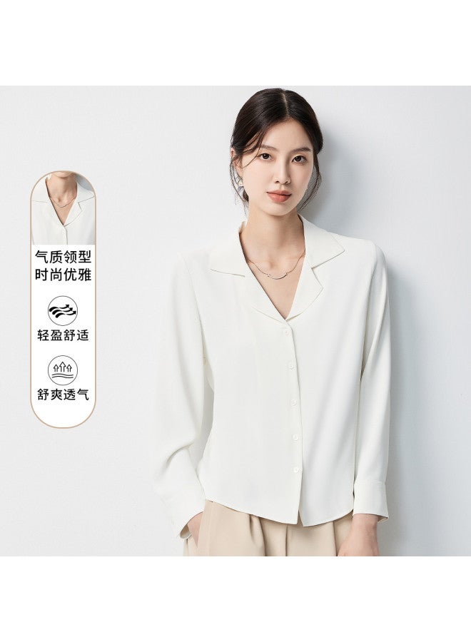 ROMON Women'S Long Sleeve Shirt, Simple Solid Color, Soft And Stylish, Fashionable And Well-Fitted Blouse - Image 2