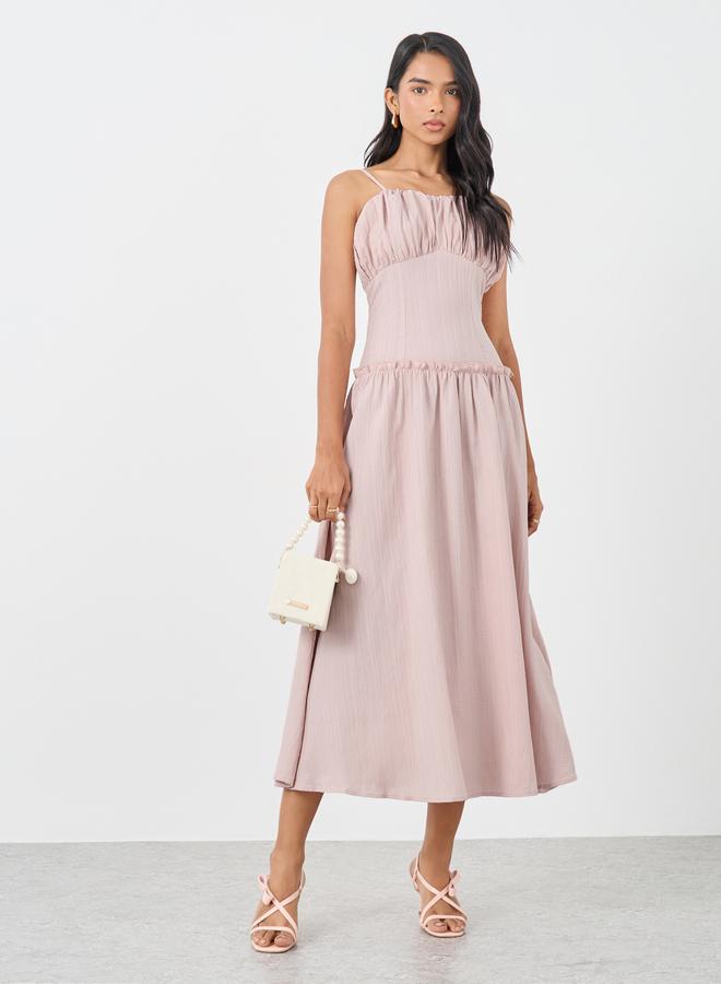 تايك تو فستان ميدي - بحمالات مزخرفة بتفاصيل مكشكشة - Image 2