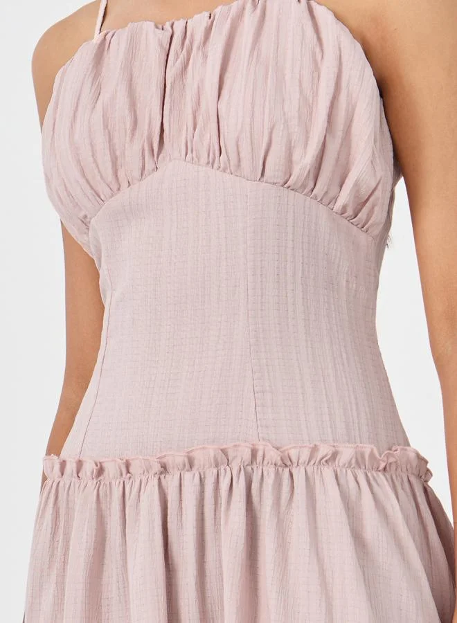 Take Two Take Two Textured Strappy A-Line Midi Dress with Ruffled Detail