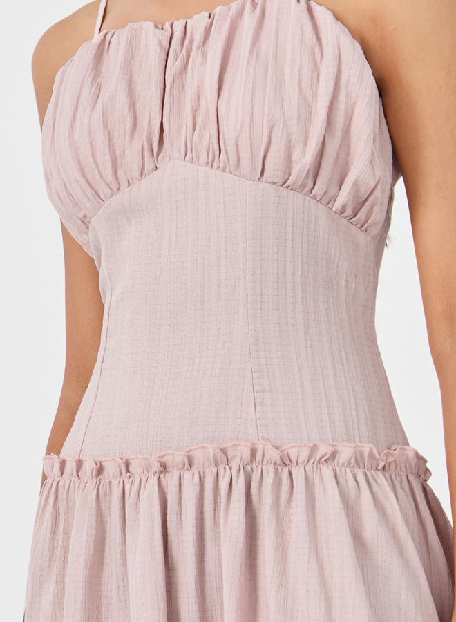 تايك تو فستان ميدي - بحمالات مزخرفة بتفاصيل مكشكشة - Image 4