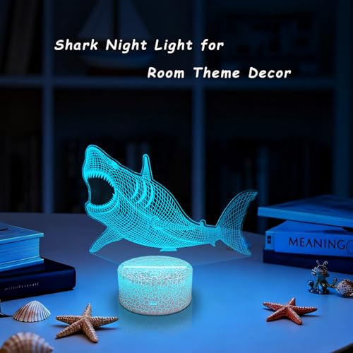 YODAFOOR Megalodon Night Light, Nursery Night Lamp for Kids, 16 Color Changing with Dimmable Remote Control, Toy Shark Gifts for Girls Boys Teen Kids Family, Bedroom Shark Theme Decortive - Image 3