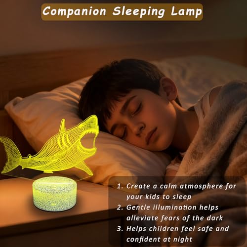 YODAFOOR Megalodon Night Light, Nursery Night Lamp for Kids, 16 Color Changing with Dimmable Remote Control, Toy Shark Gifts for Girls Boys Teen Kids Family, Bedroom Shark Theme Decortive - Image 5