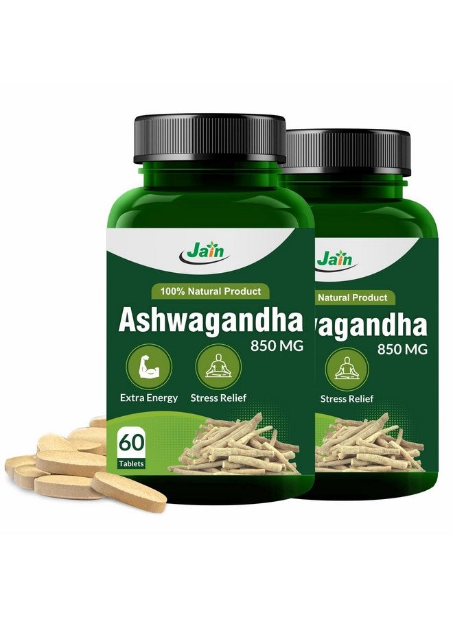 Jain Ashwagandha (Withania Somnifera) General Wellness , 850mg - 60 Tablets ( 2 Bottles ) - Image 1